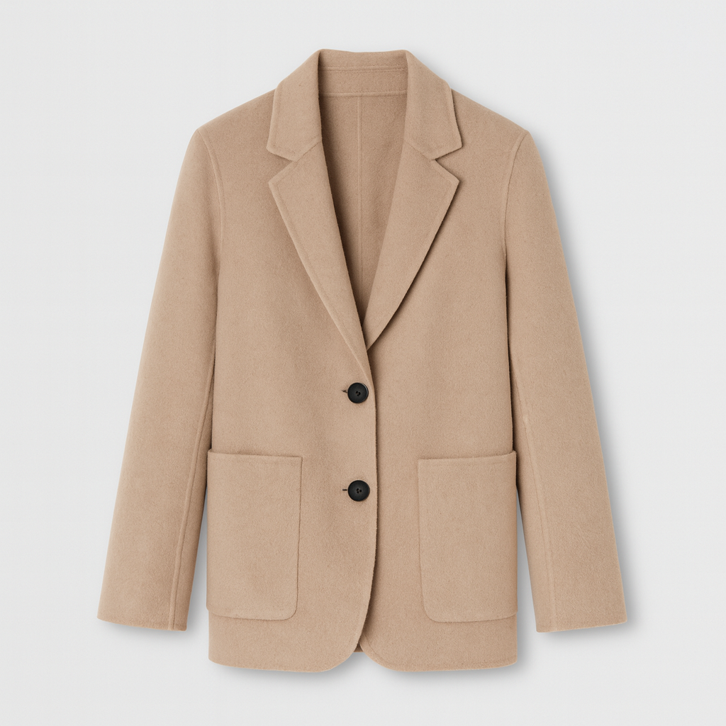 The Amelia Wool Blazer Coat – Jacket – Beige – Lila Faye