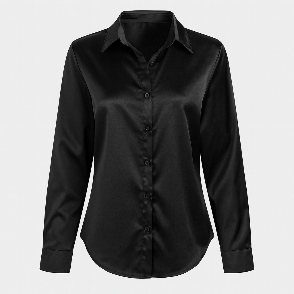 The Celestine Satin Shirt – Shirt – Black – Lila Faye