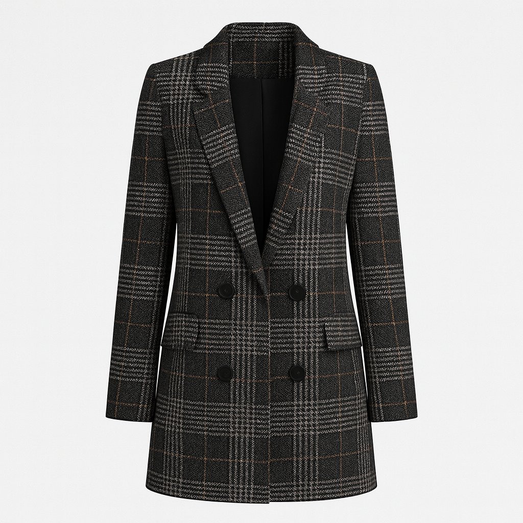 The Liriel Houndstooth Coat – Coat – Black – Lila Faye