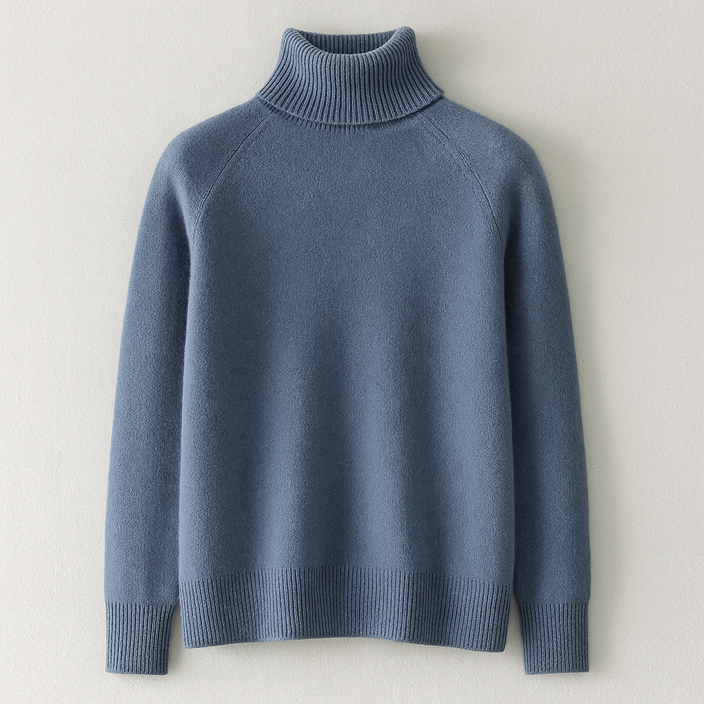 The Emilia Turtleneck Knit Sweater – Sweaters – Blue – Lila Faye