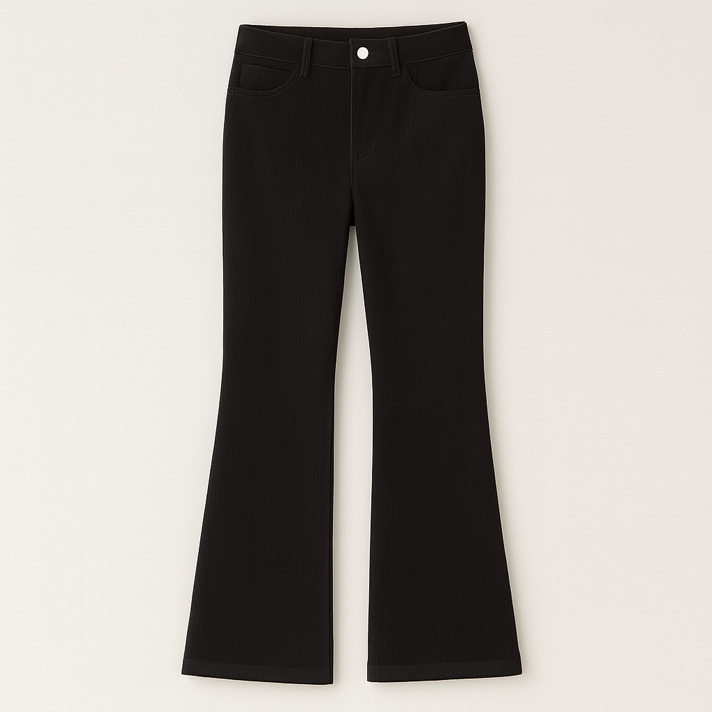 The Greta High-Waisted Flared Trousers – Trousers – Black – Lila Faye