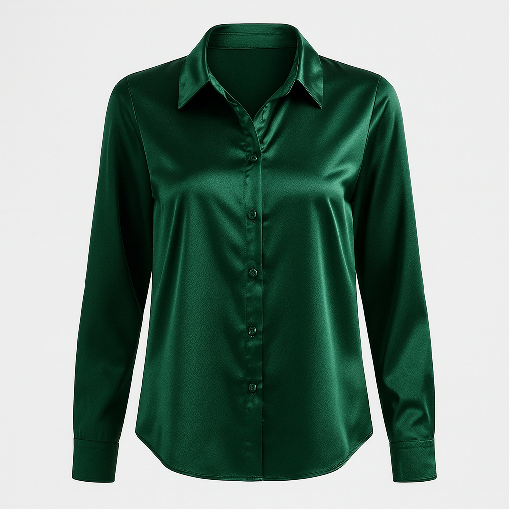 The Celestine Satin Shirt – Shirt – Green – Lila Faye