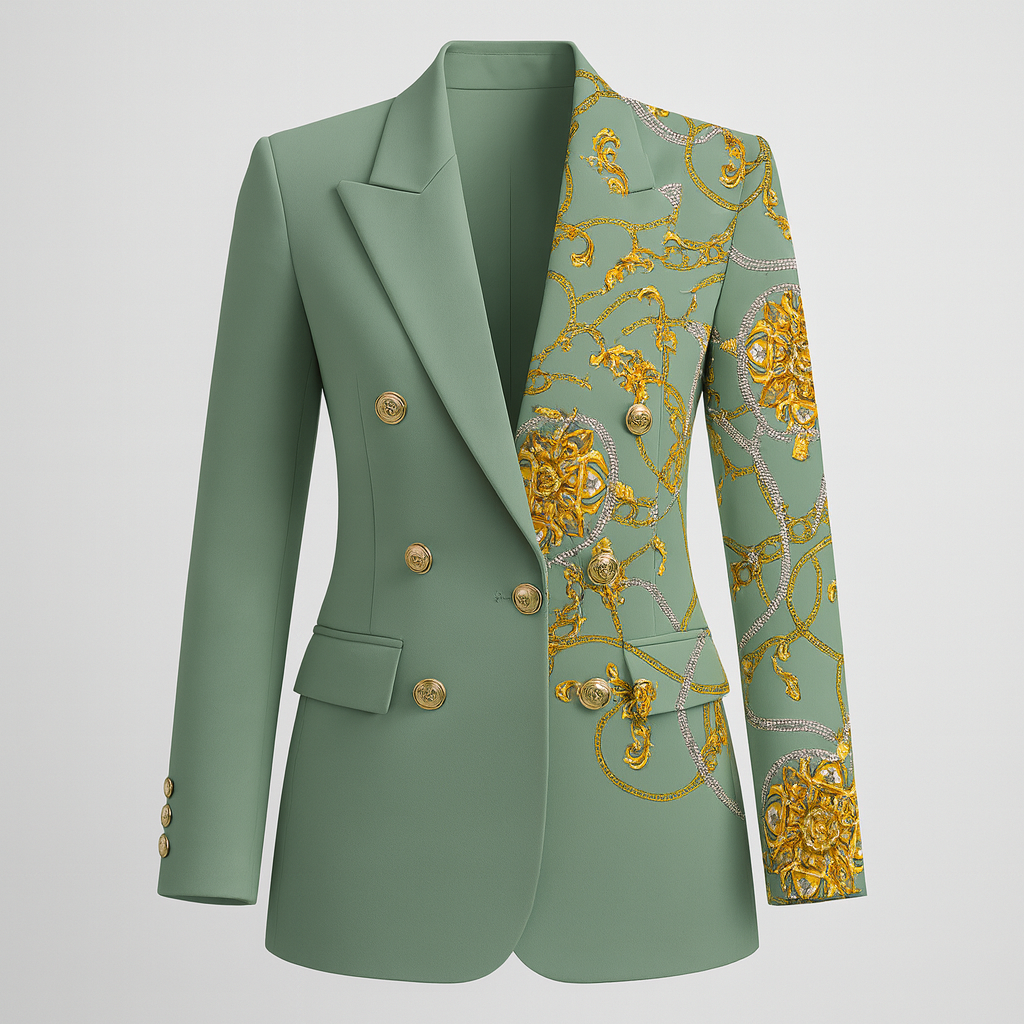 The Valentina Asymmetrical Blazer – Jacket – Green – Lila Faye