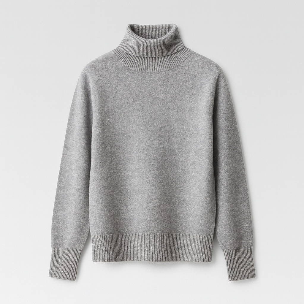 The Emilia Turtleneck Knit Sweater – Sweaters – Gray – Lila Faye