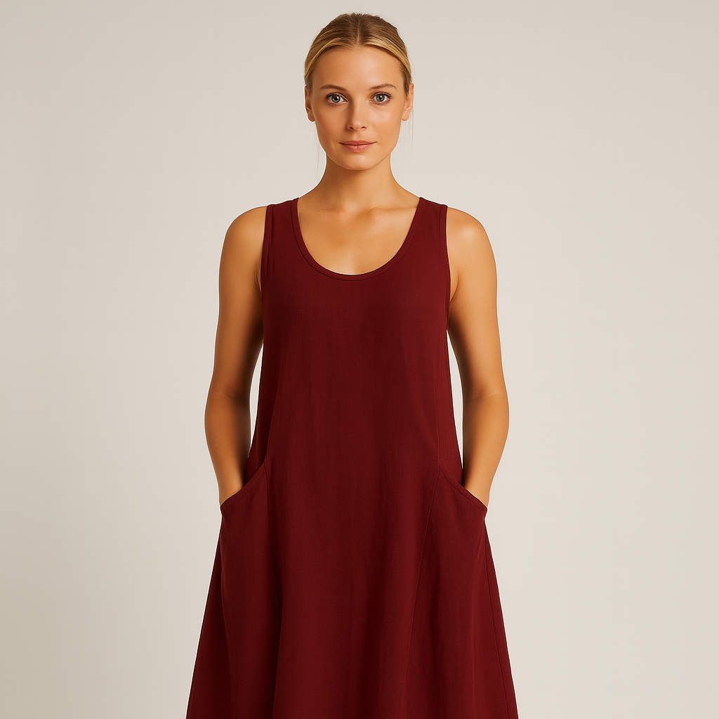 The Josephine Sleeveless Cotton-Linen Dress – Dresses – – Lila Faye