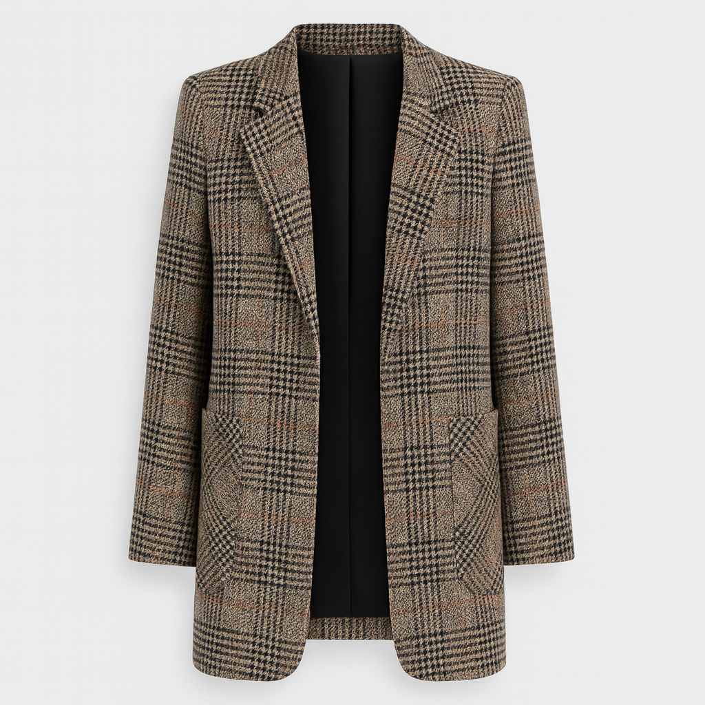 The Liriel Houndstooth Coat – Coat – Khaki – Lila Faye