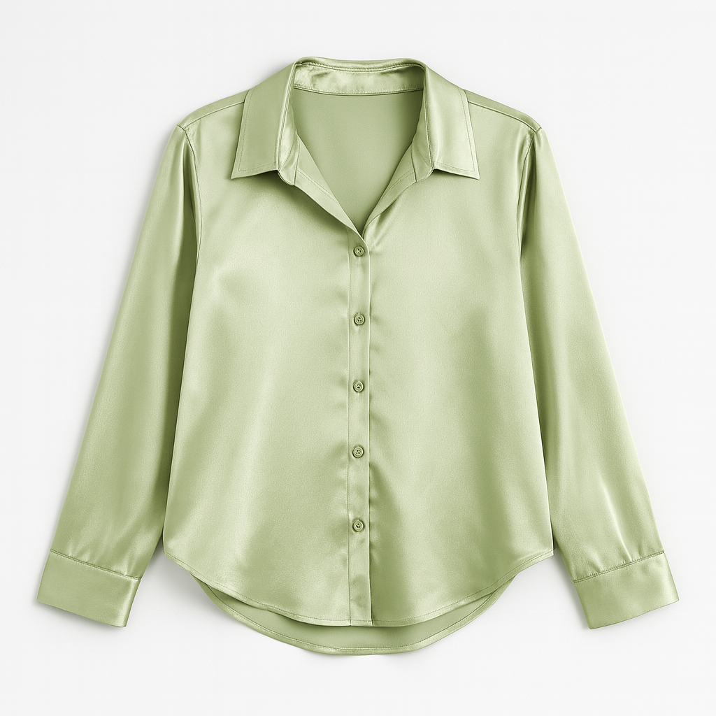 The Celestine Satin Shirt – Shirt – Light Green – Lila Faye