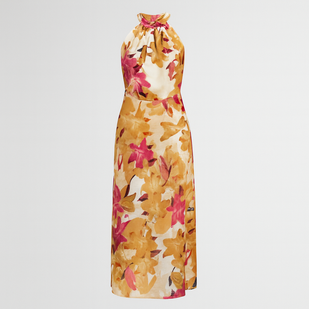 The Elara Floral Halter Dress – Dress – – Lila Faye