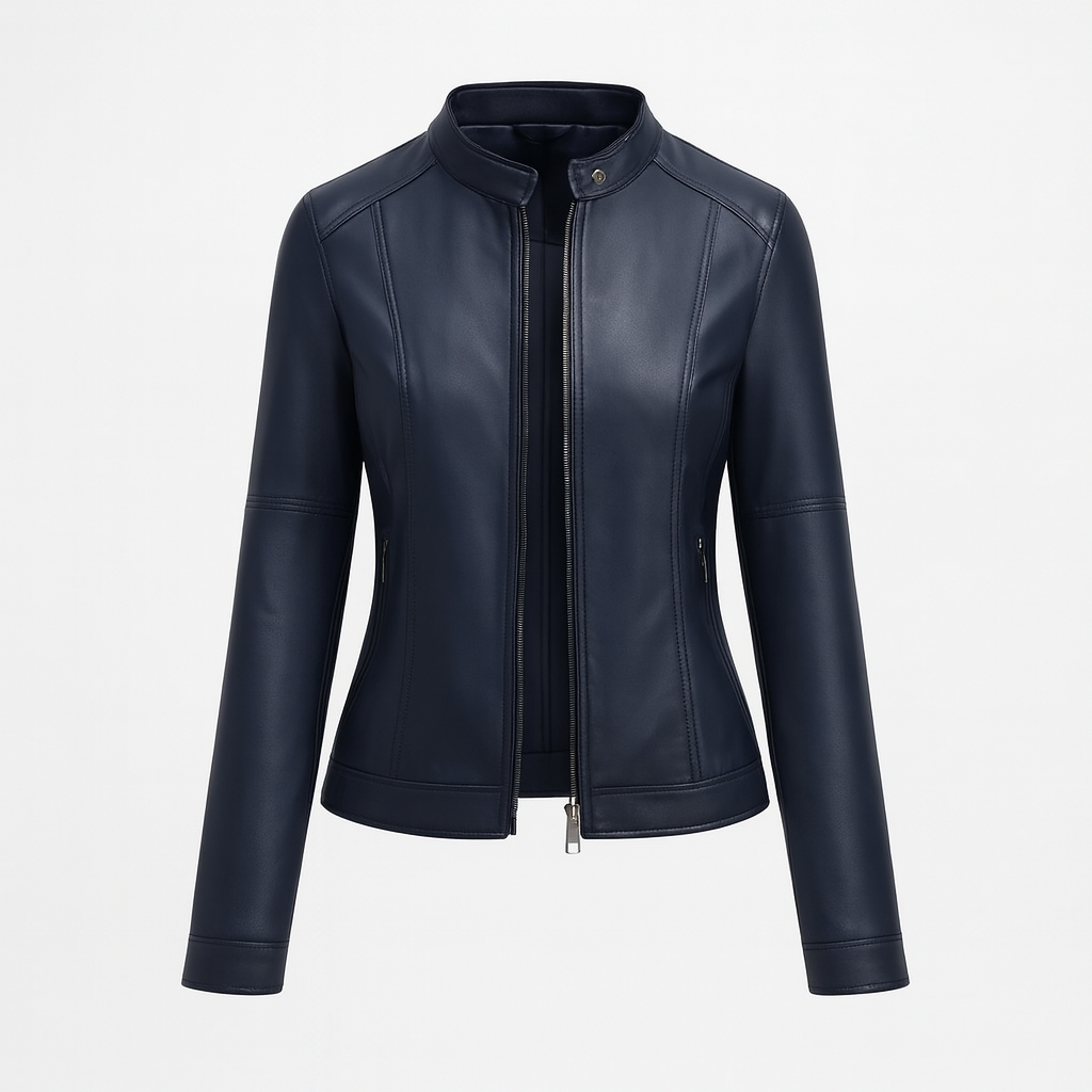 The Liriel Leather Jacket – Jacket – Navy – Lila Faye
