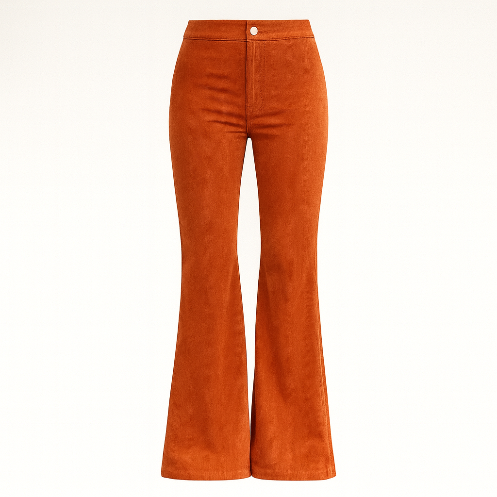 The Valentina Velvet High-Waisted Flared Pants – Trousers – Orange – Lila Faye