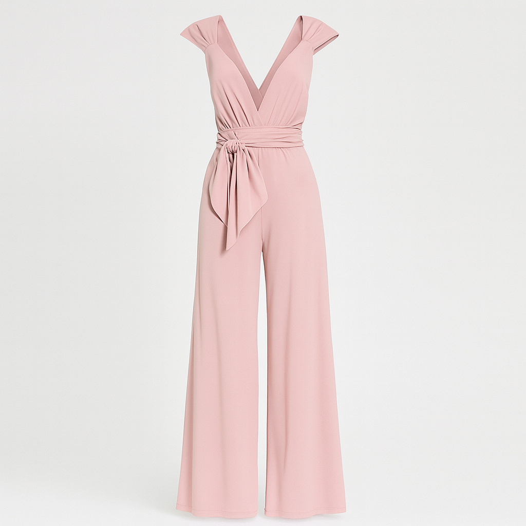 The Serena Pleated Belted Jumpsuit – Jumpsuits – Pink – Lila Faye