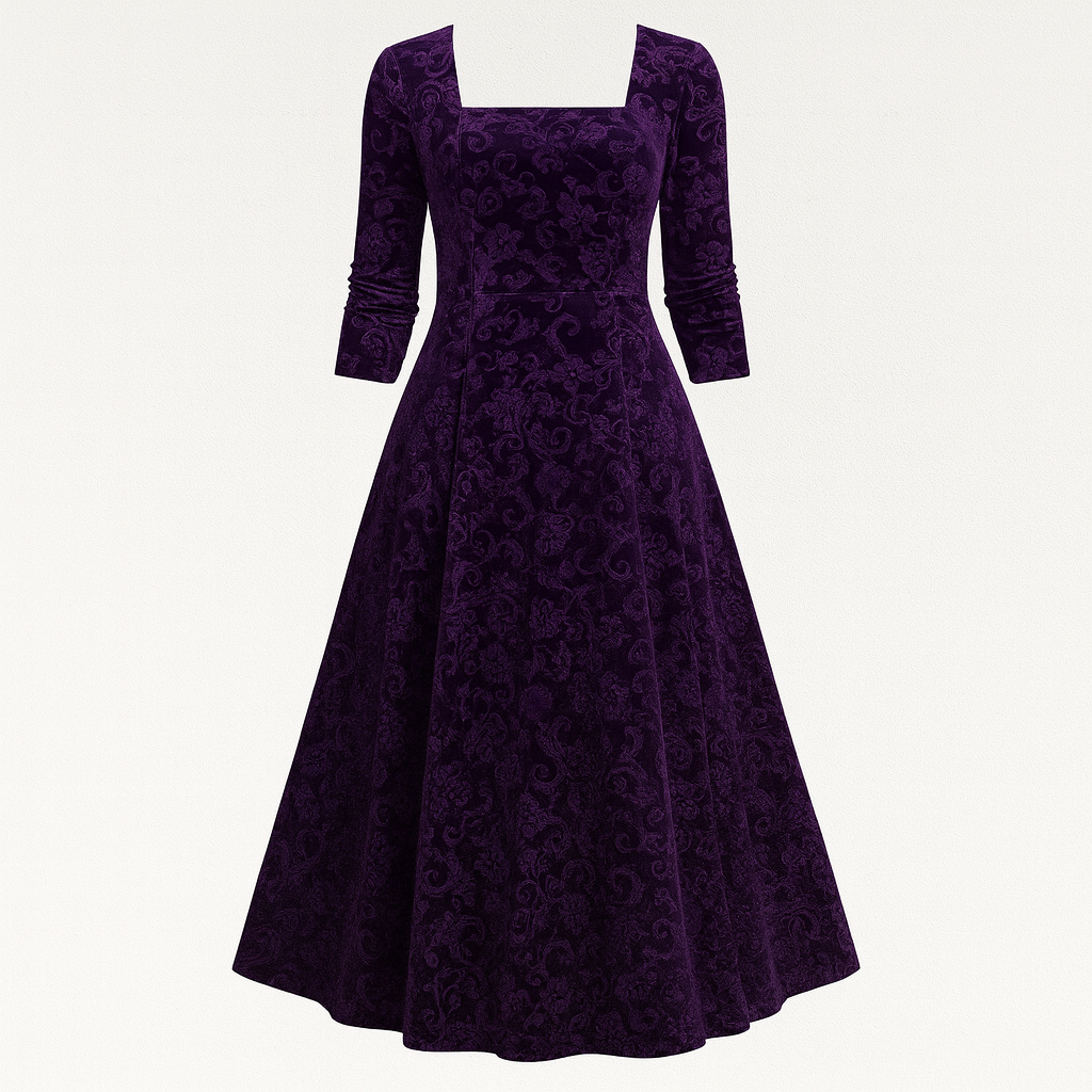 The Celeste Floral Velvet Dress – Dresses – Purple – Lila Faye
