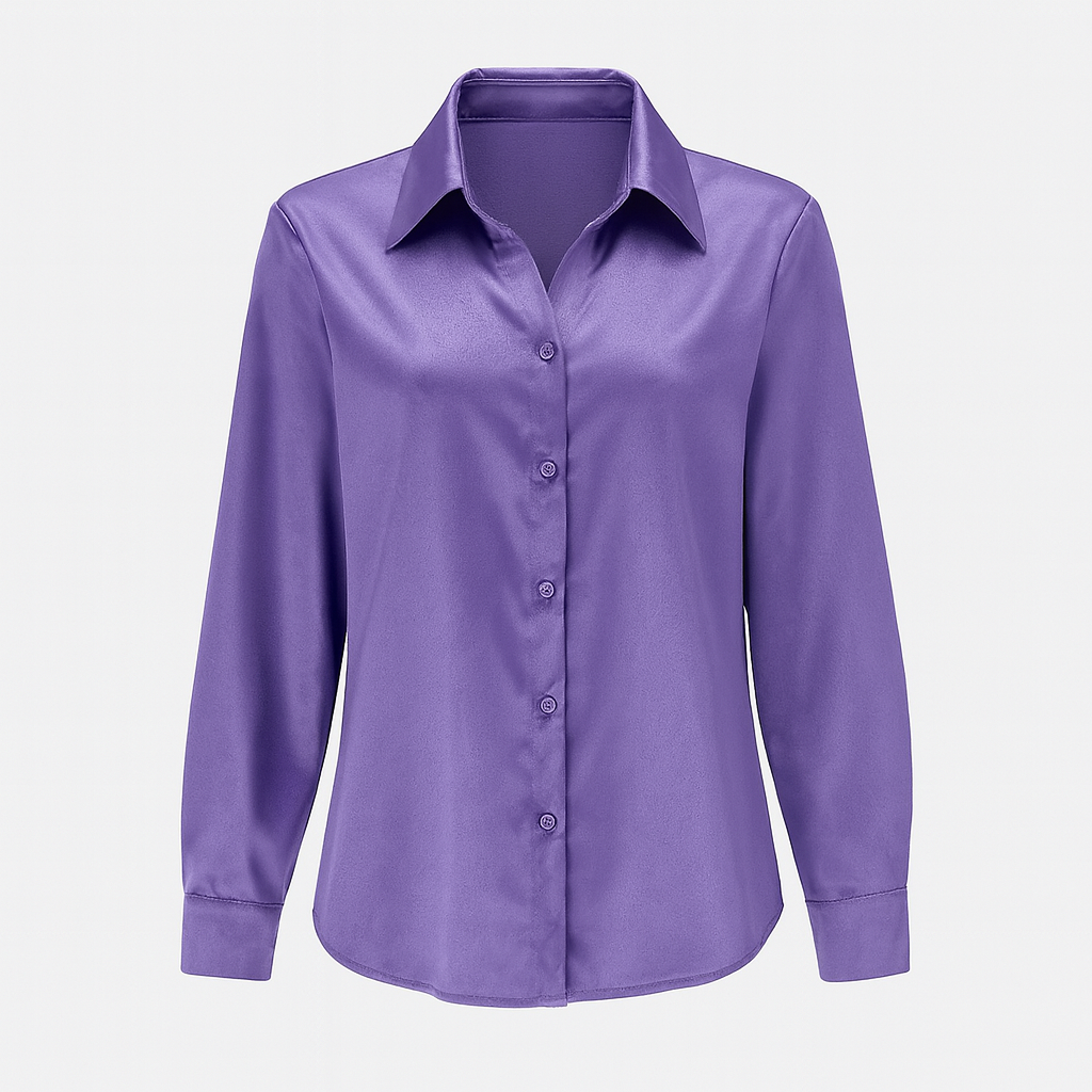 The Celestine Satin Shirt – Shirt – Purple – Lila Faye