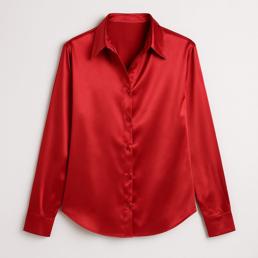 The Celestine Satin Shirt – Shirt – Red – Lila Faye