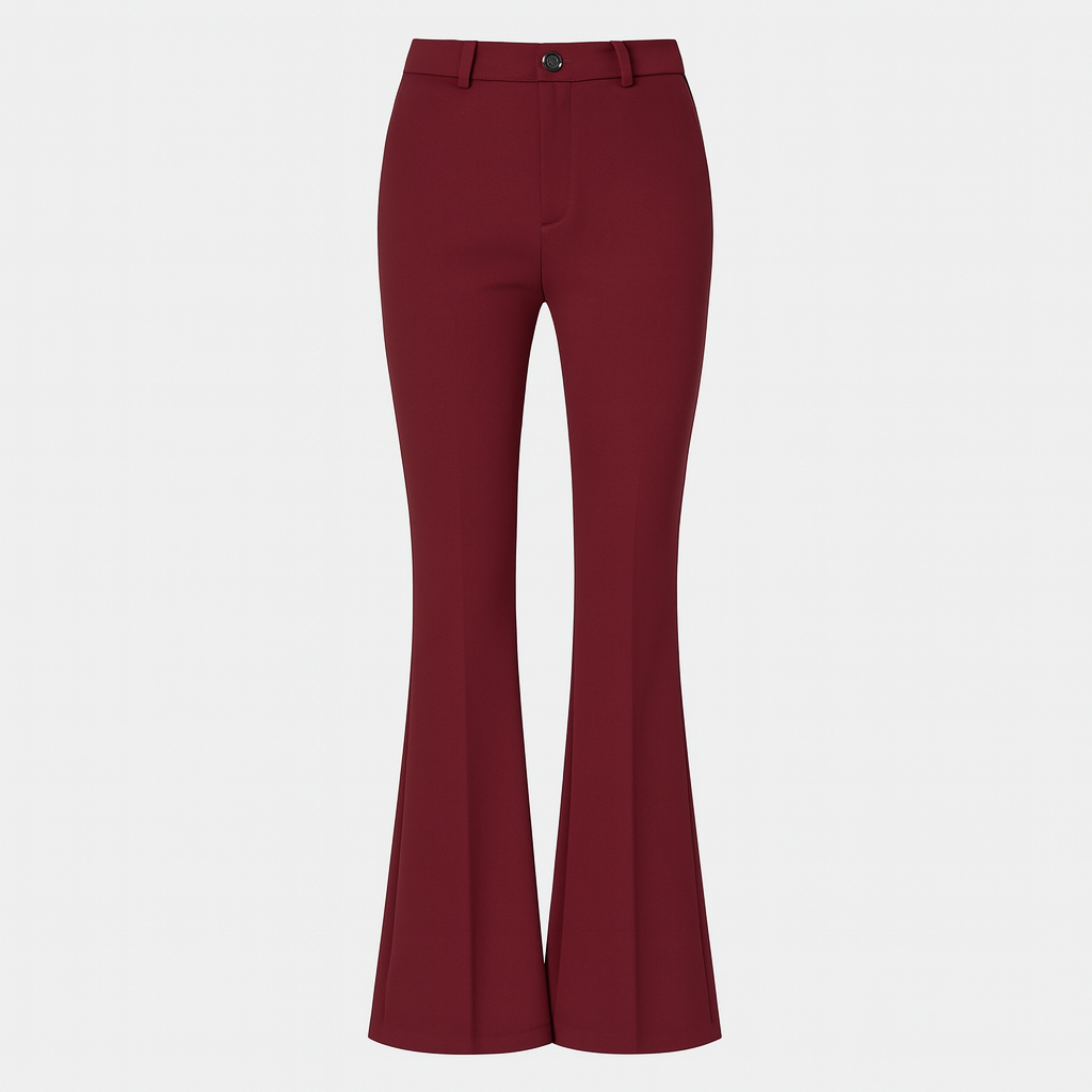 The Matilde High-Waisted Flared Trousers – Trousers – Burgundy – Lila Faye