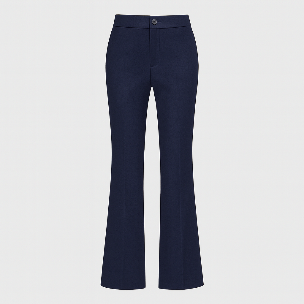 The Matilde High-Waisted Flared Trousers – Trousers – Navy – Lila Faye