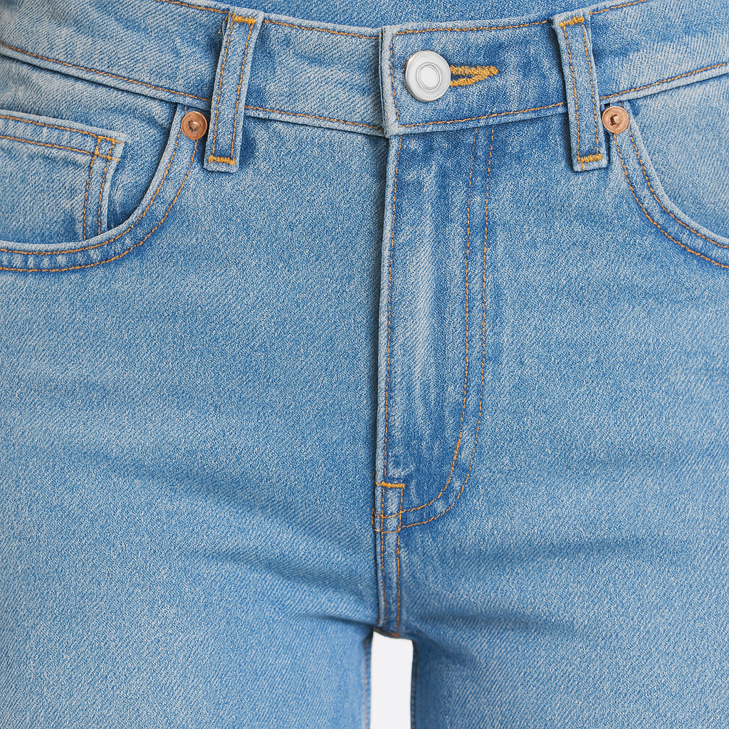 Relaxed fit denim jeans with mid-rise waist, wide-leg cut, and classic five-pocket detailing for casual everyday wear