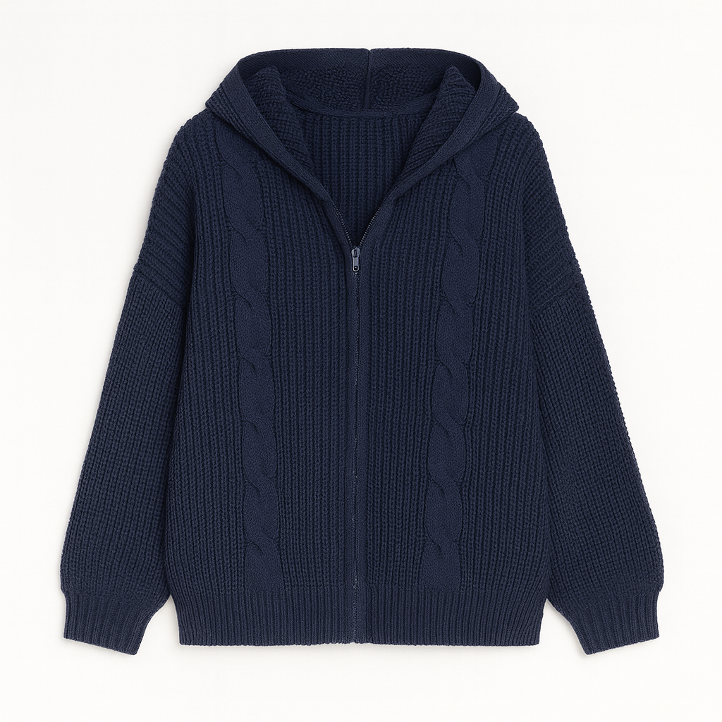 The Dorji Hooded Cardigan – Cardigan – Navy – Lila Faye