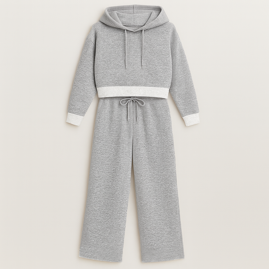 Wide-leg lounge pants with drawstring waist and relaxed fit, styled for everyday comfort and casual looks