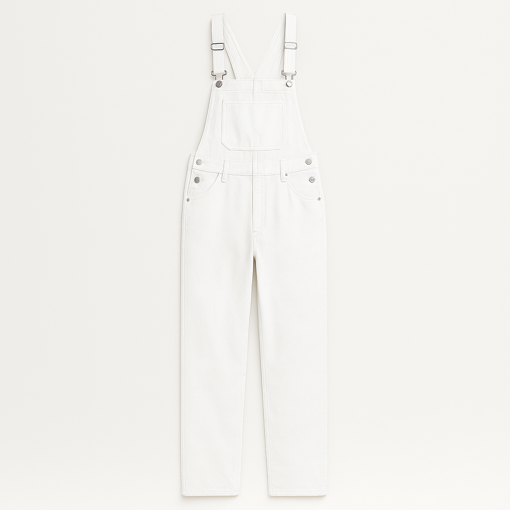 The Heirani Denim Overalls – Jumpsuit – White – Lila Faye