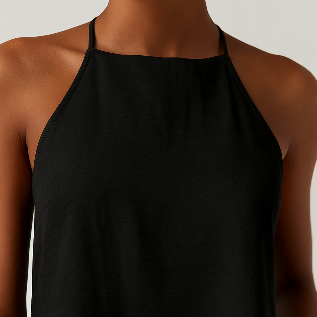 Halter top with relaxed fit and sleeveless design