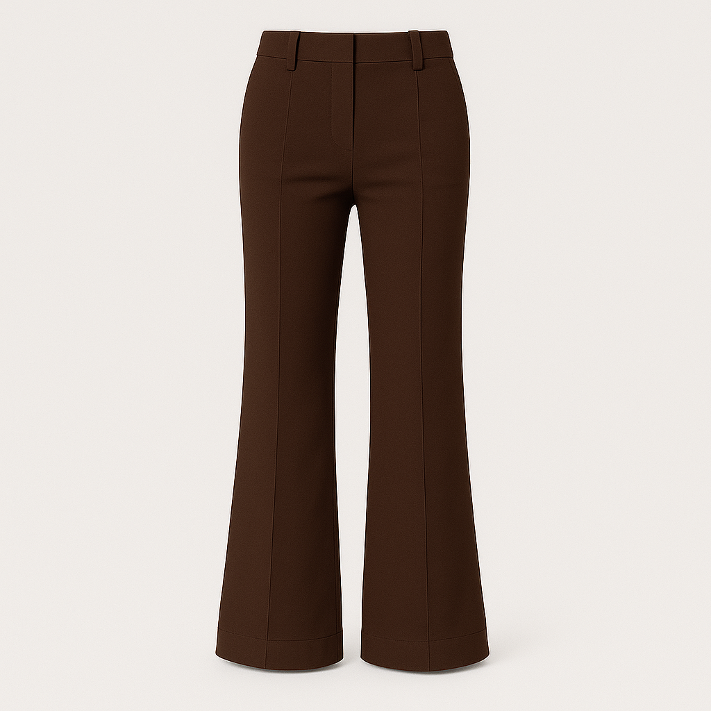 Tailored wide-leg trousers with fitted waistband, front seam detail, and full-length drape for versatile everyday wear
