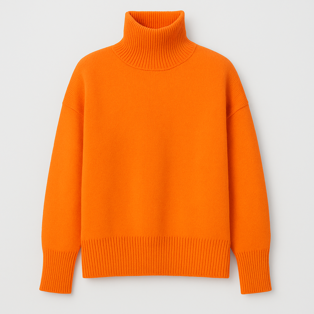 Knitted turtleneck jumper with a relaxed fit, ribbed neckline, cuffs, and hem.