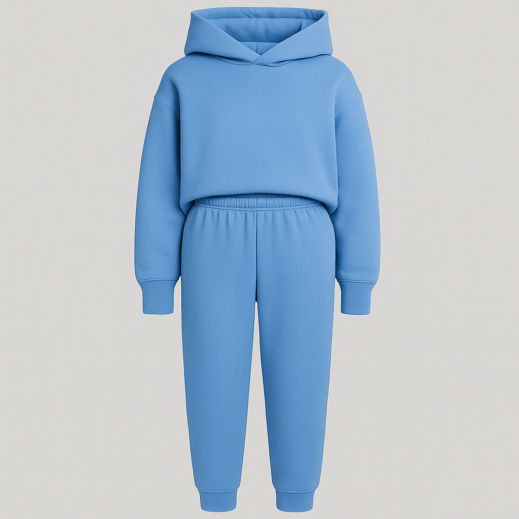 Hoodie lounge set with oversized sweatshirt and elastic waist pants, styled for cozy modern wear