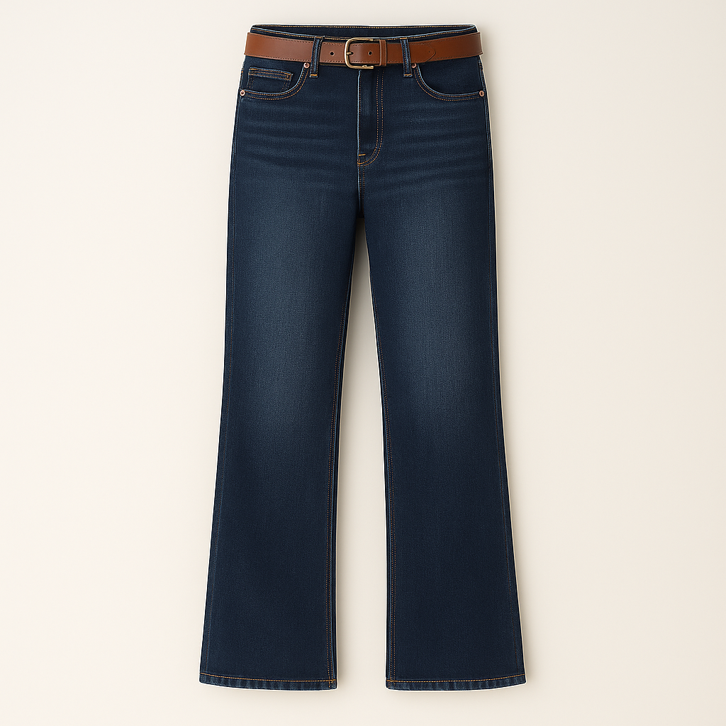 Straight-leg jeans with five-pocket design and button-front closure.