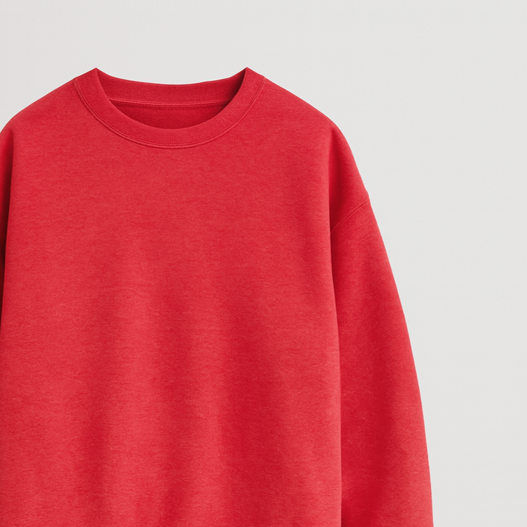 A basic crewneck sweatshirt with long sleeves, ribbed cuffs, hem, and neckline, designed with a relaxed fit.