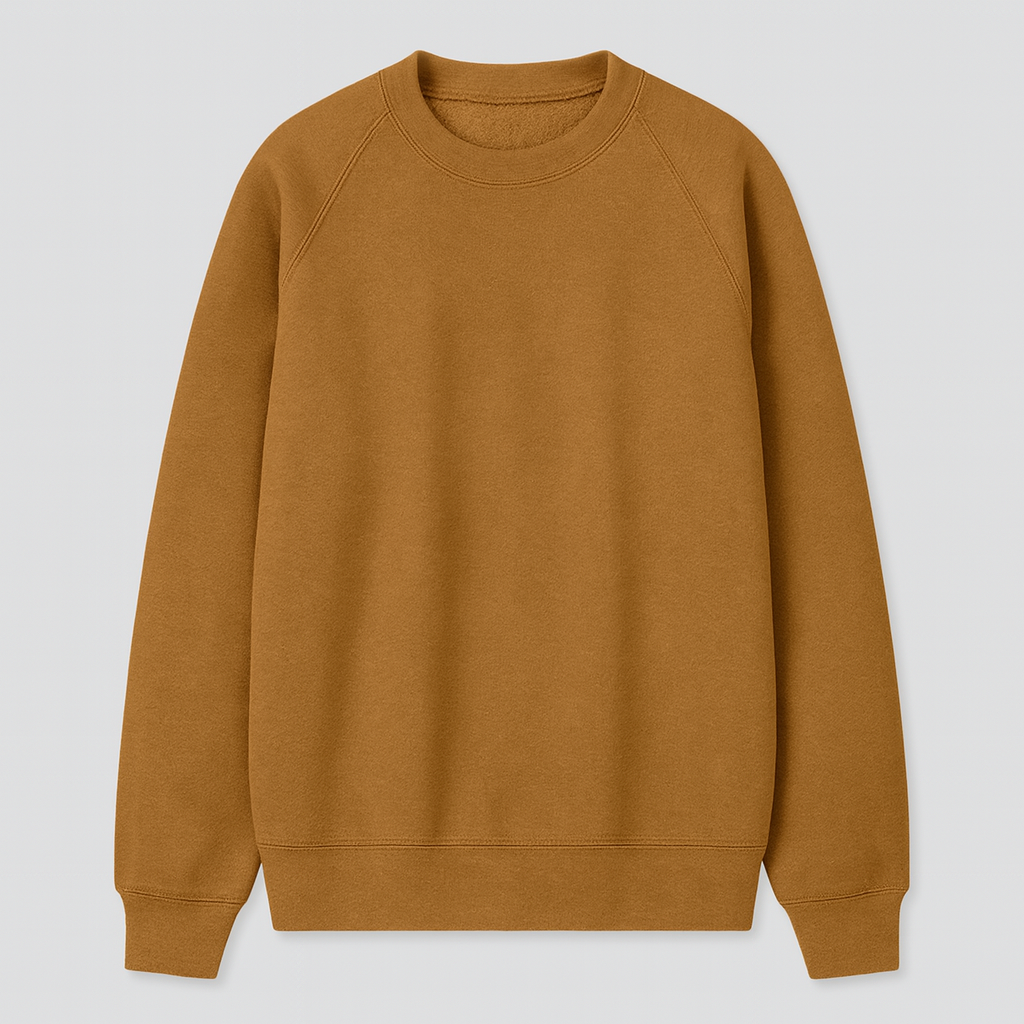 A basic crewneck sweatshirt with long sleeves, ribbed cuffs, hem, and neckline, designed with a relaxed fit.