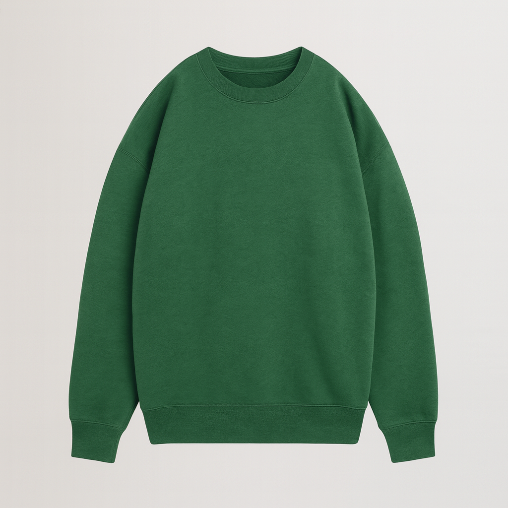 A basic crewneck sweatshirt with long sleeves, ribbed cuffs, hem, and neckline, designed with a relaxed fit.