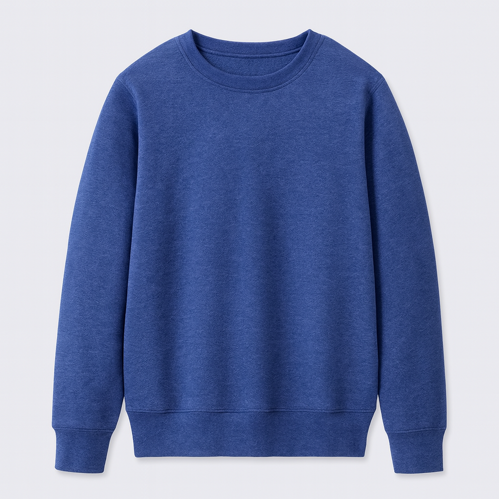 A basic crewneck sweatshirt with long sleeves, ribbed cuffs, hem, and neckline, designed with a relaxed fit.