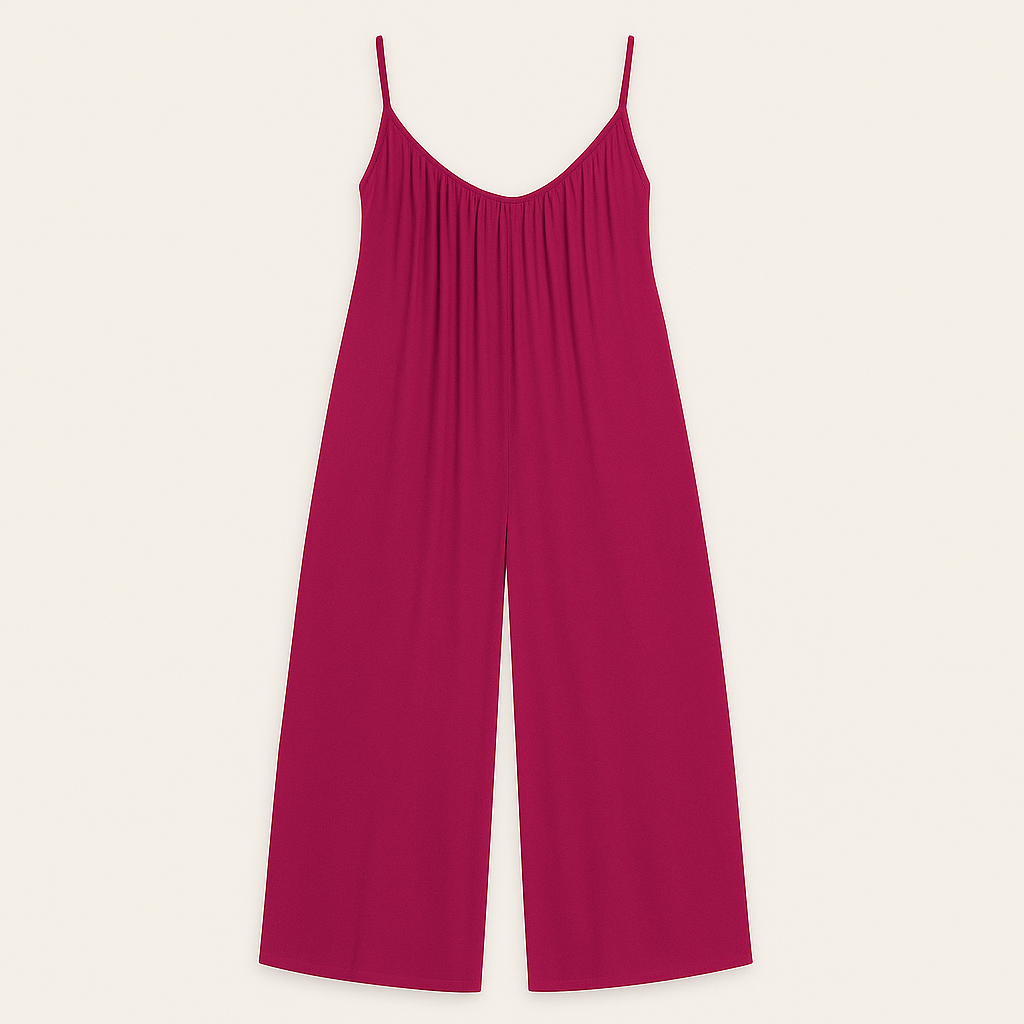 Flowy wide-leg jumpsuit with spaghetti straps and relaxed fit