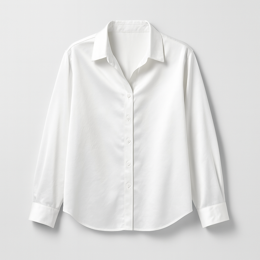 The Celestine Satin Shirt – Shirt – White – Lila Faye