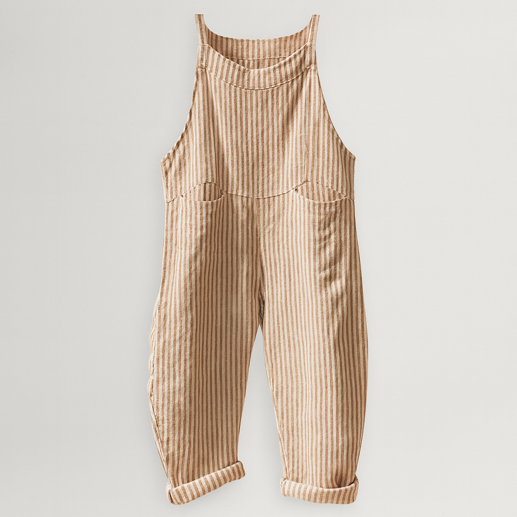 The Harper Striped Linen Jumpsuit – Jumpsuits – Yellow – Lila Faye