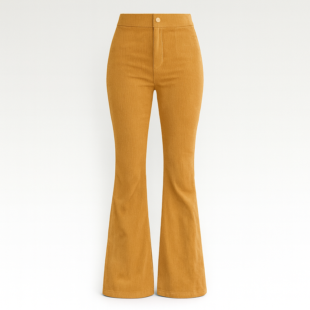 The Valentina Velvet High-Waisted Flared Pants – Trousers – Yellow – Lila Faye