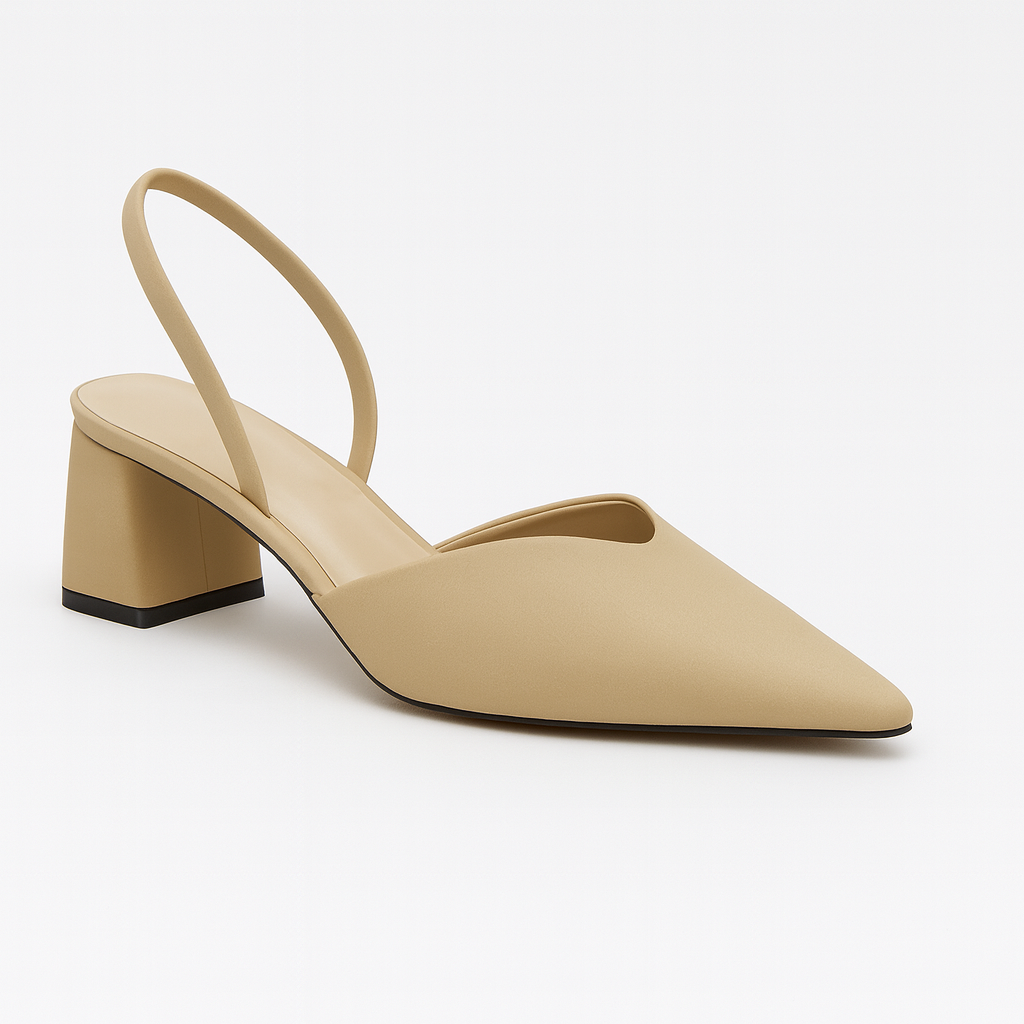 Slingback heels with pointed toe and block heel, designed for versatile day-to-night wear