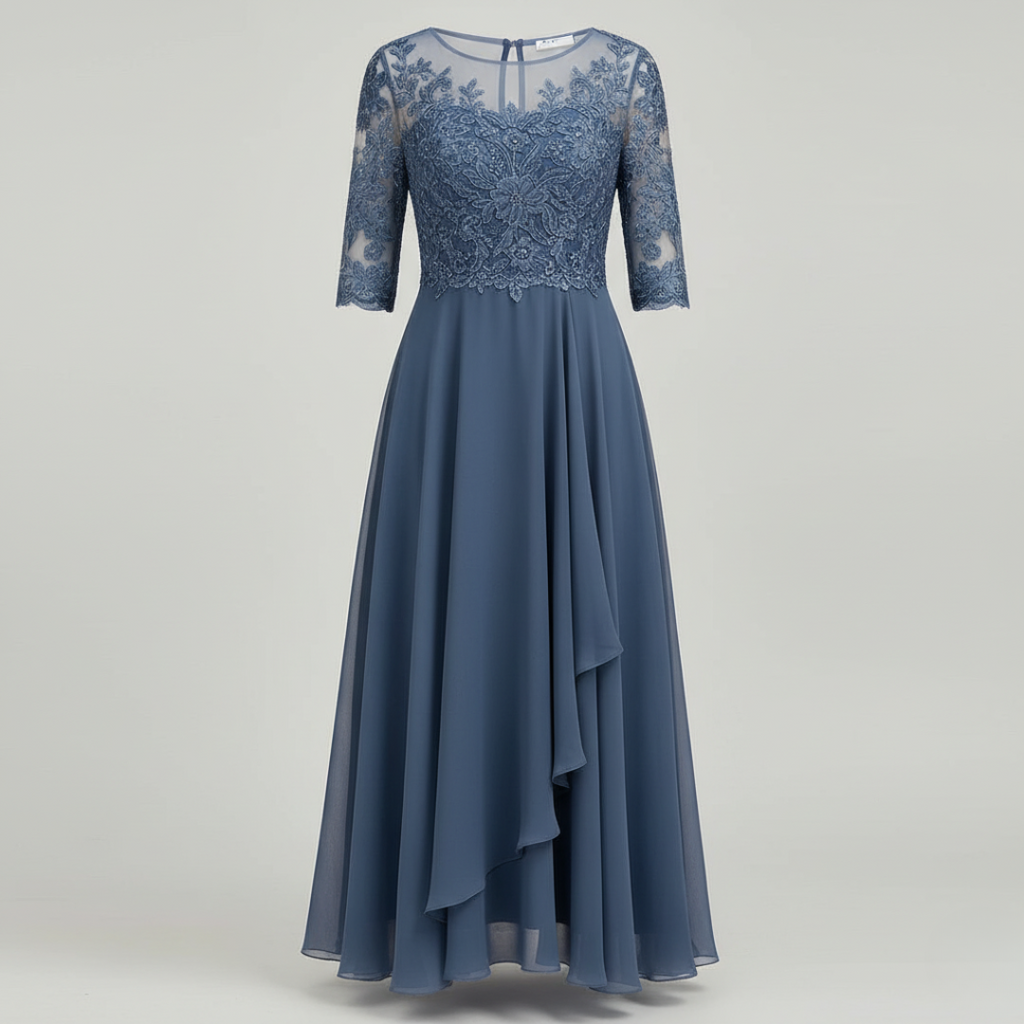 The Frida Embroidered Chiffon Midi Dress – Women's Dresses – Blue – Lila Faye