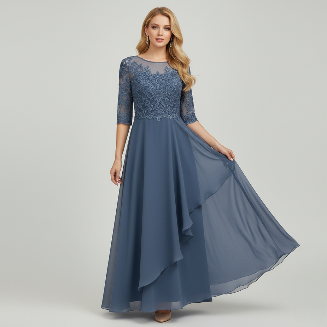 The Frida Embroidered Chiffon Midi Dress – Women's Dresses – – Lila Faye