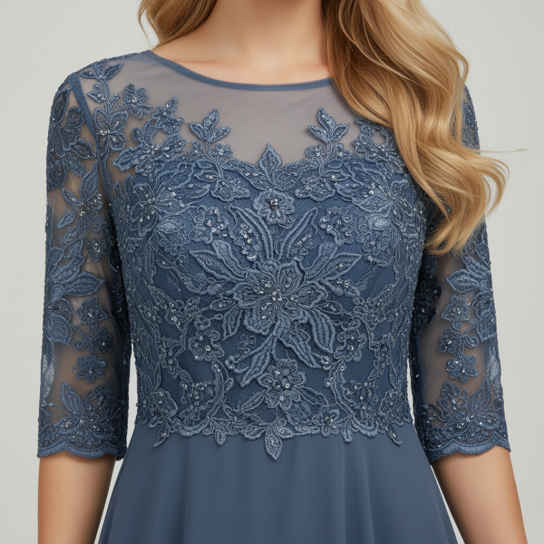 The Frida Embroidered Chiffon Midi Dress – Women's Dresses – – Lila Faye