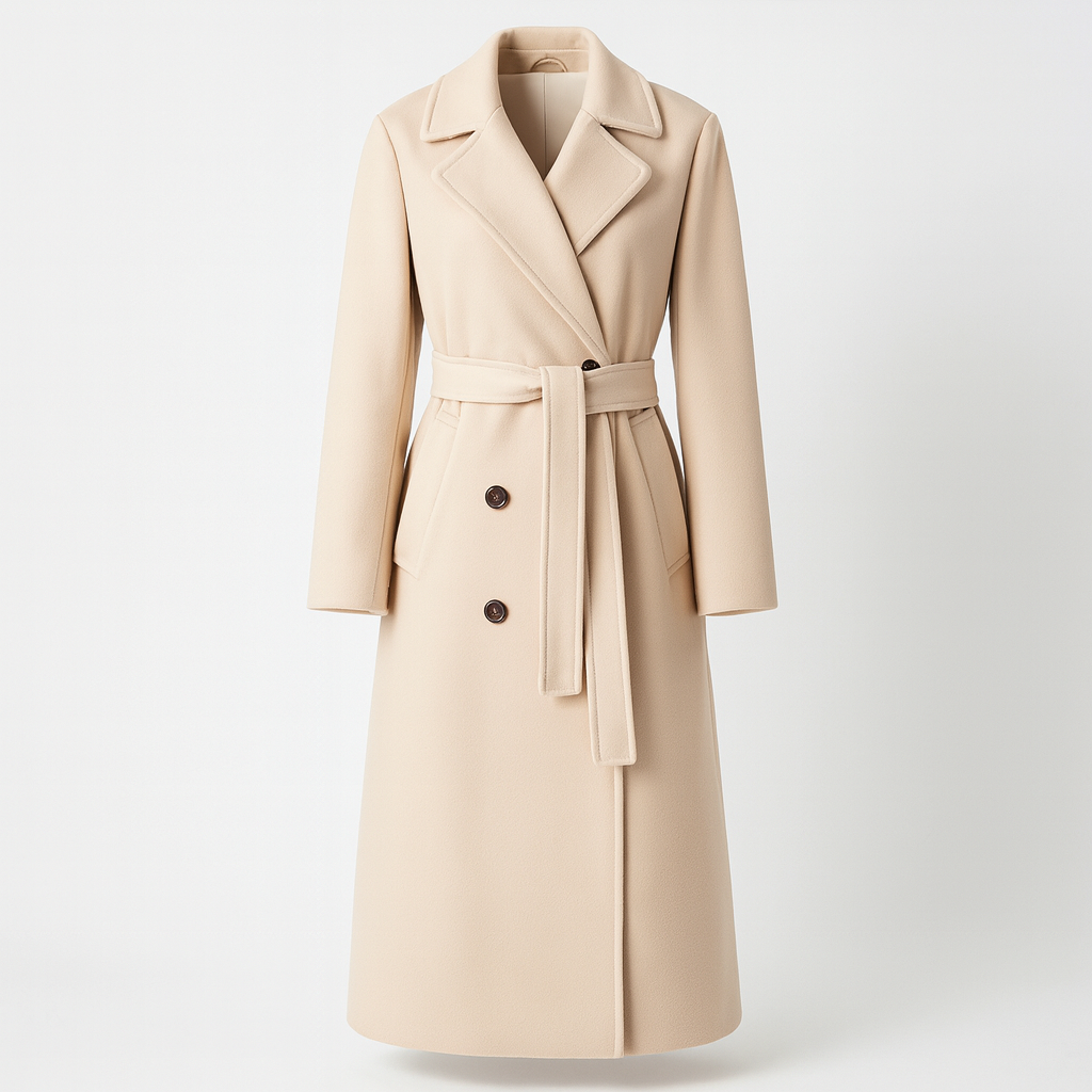 The Claudia Double-Breasted Winter Coat – Coat – Beige – Lila Faye