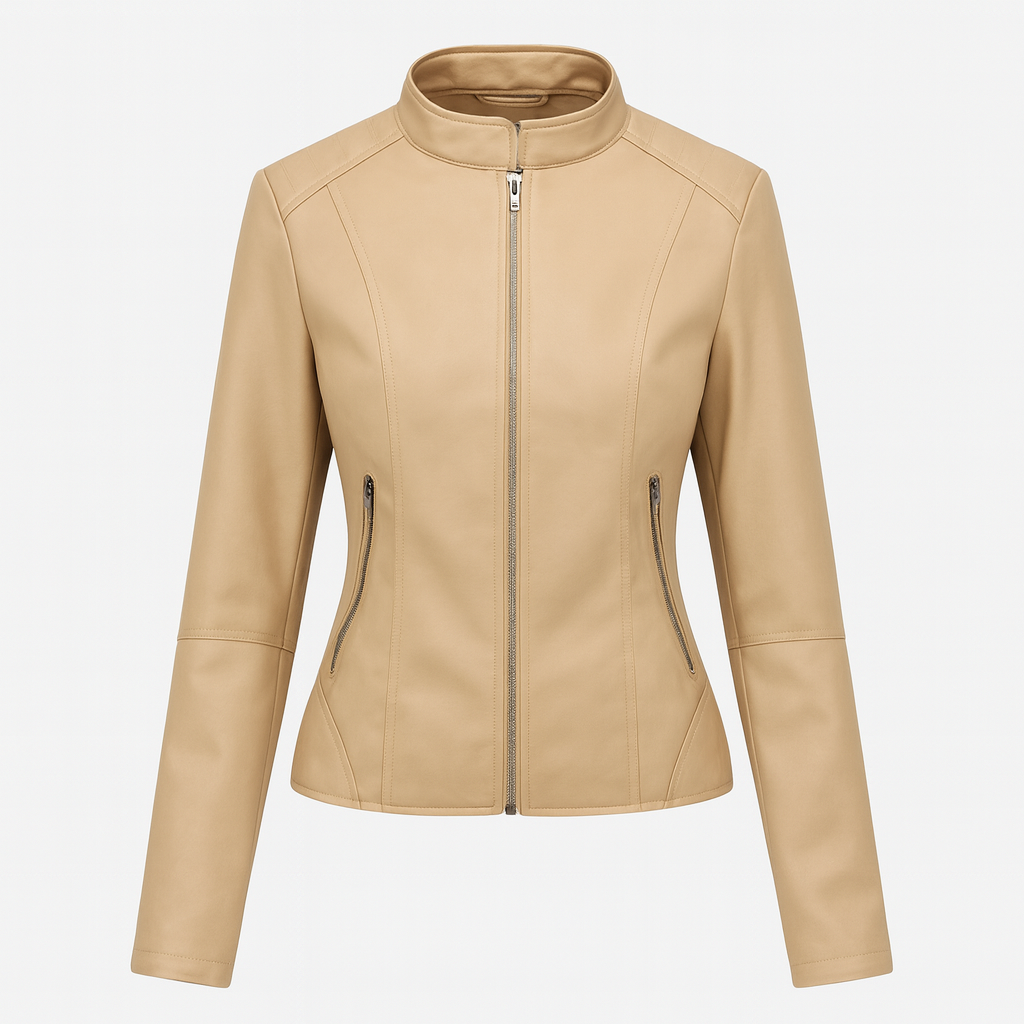 The Liriel Leather Jacket – Jacket – Beige – Lila Faye