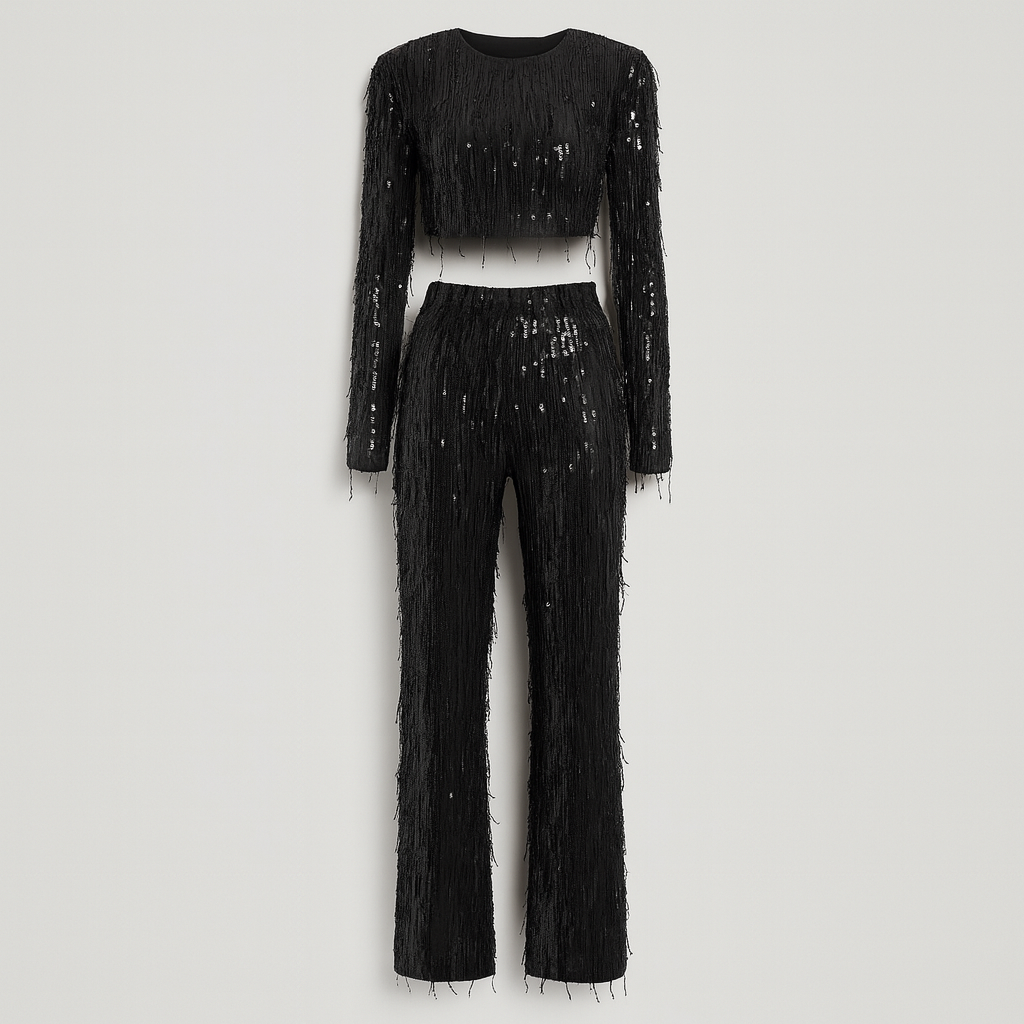 The Fiorella Sequin Two-Piece Set – Jumpsuit – Black – Lila Faye