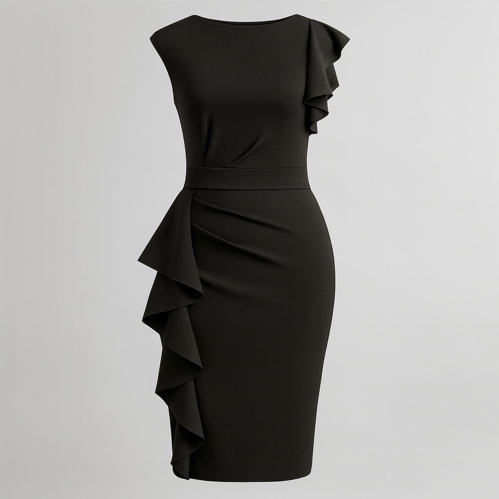 The Helena Ruffle Midi Dress – Dress – Black – Lila Faye
