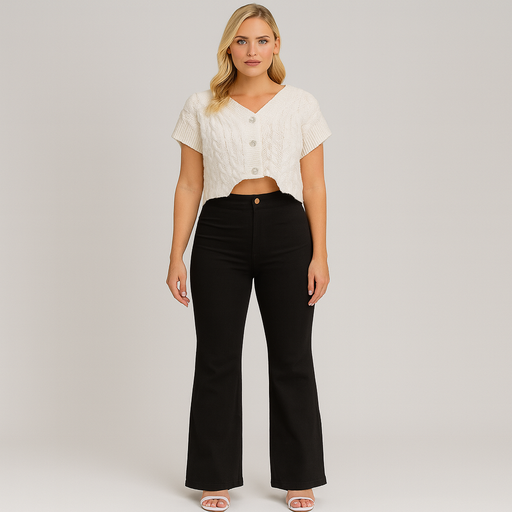 The Valentina Velvet High-Waisted Flared Pants – Trousers – – Lila Faye