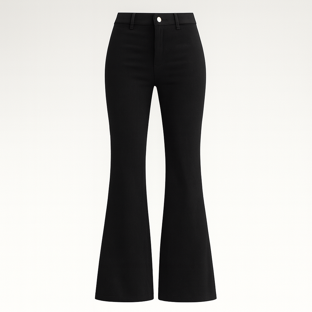 The Valentina Velvet High-Waisted Flared Pants – Trousers – Black – Lila Faye