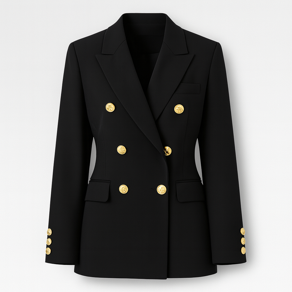 The Victoria Double-Breasted Blazer – Jacket – Black – Lila Faye