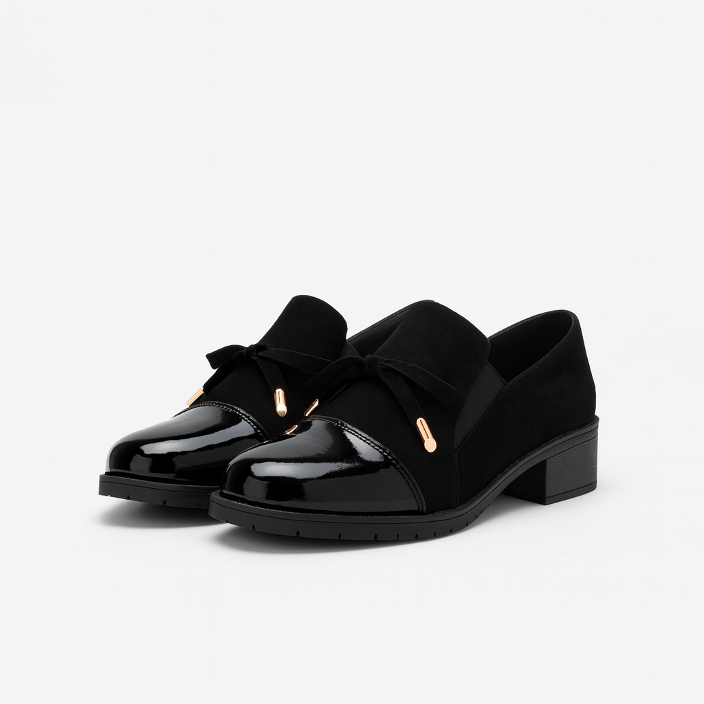 The Vivienne Retro Bow Loafers – Shoes – Black – Lila Faye