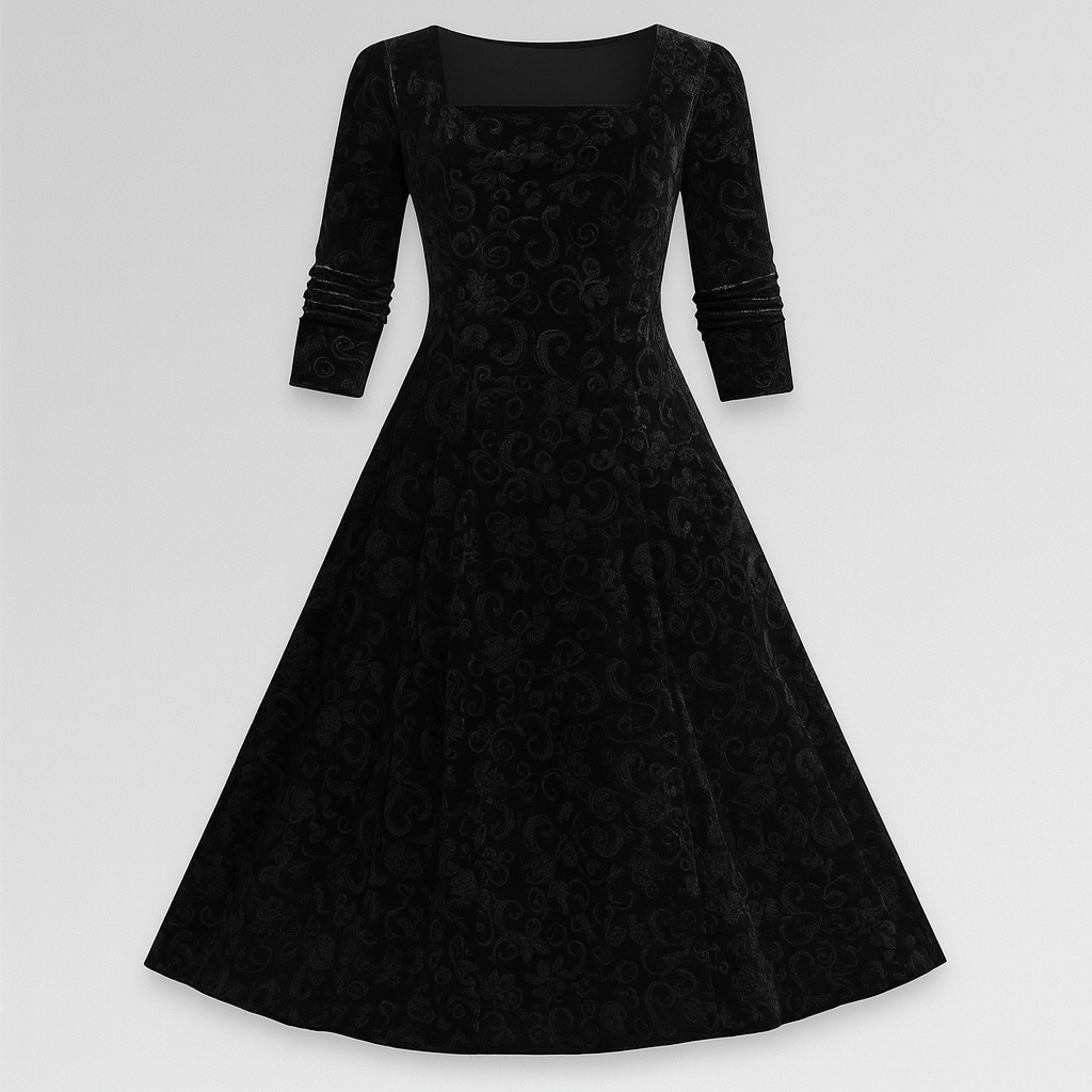 The Celeste Floral Velvet Dress – Dresses – Black – Lila Faye